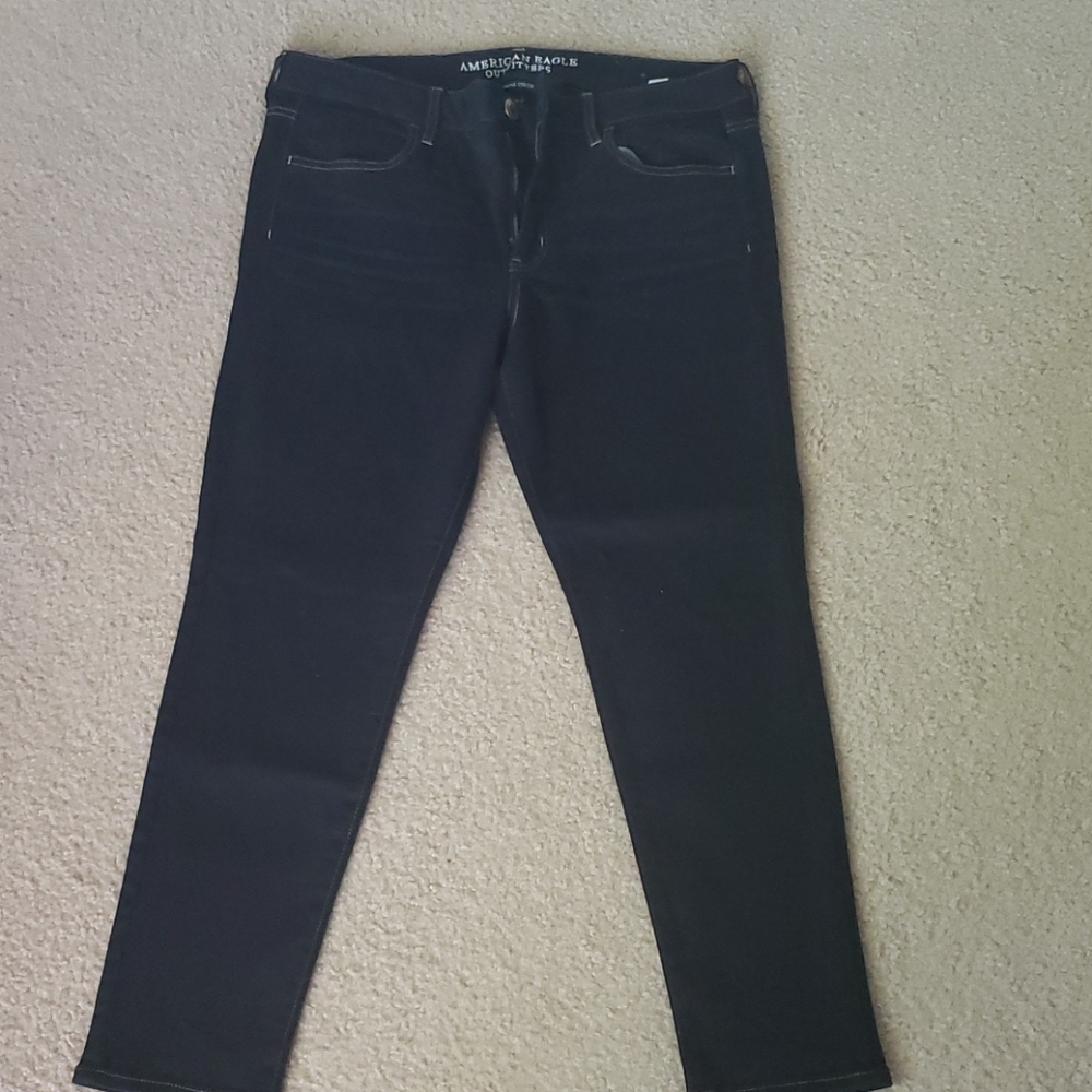 American eagle short cut blue jeggings